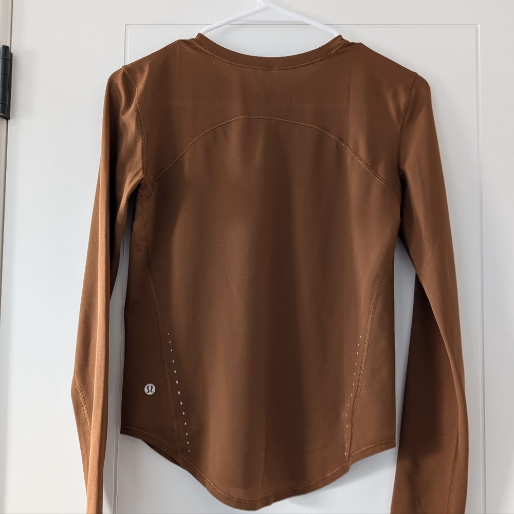 Lululemon High Neck Running and Training Long Sleeve Shirt, Size 0, Copper Brown - Picture 4 of 6